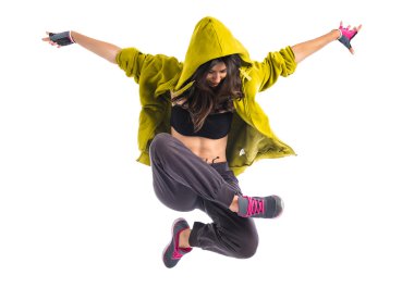 Teenager girl dancing hip hop clipart