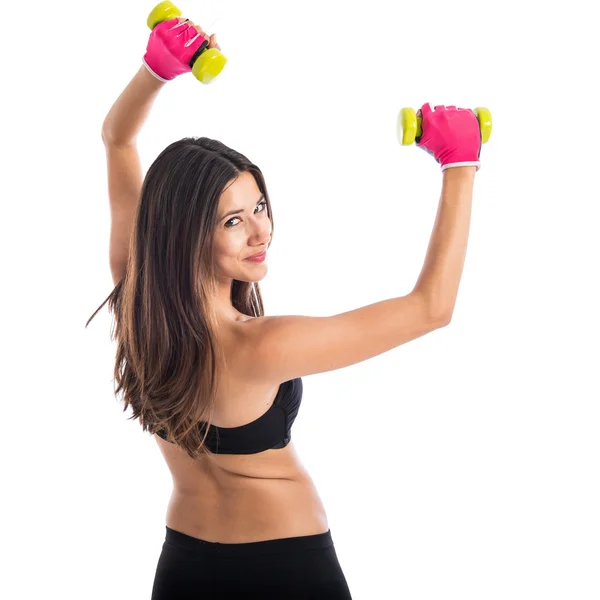 Deporte mujer haciendo levantamiento de pesas —  Fotos de Stock