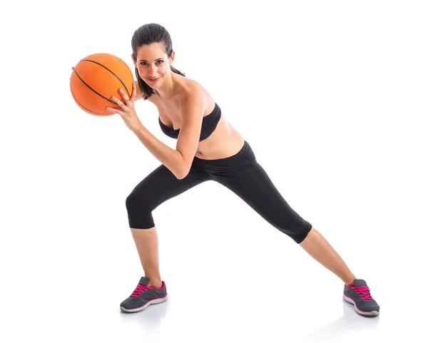 Woman playing baktetball — Stock Photo, Image