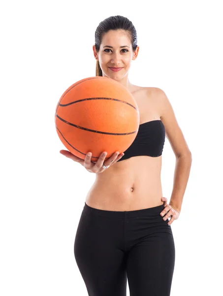 Woman playing baktetball — Stock Photo, Image