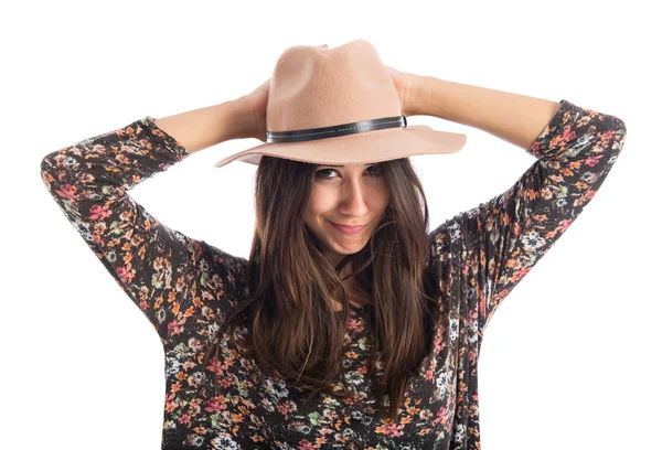 Mulher bonita sobre fundo branco — Fotografia de Stock