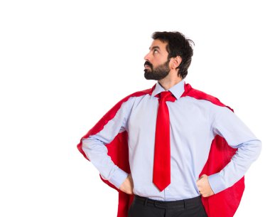 İşadamı kendisiyle gurur süper kahraman gibi giyinmiş