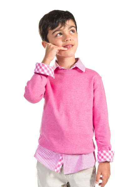 Brunette child making phone gesture — Stock Photo, Image