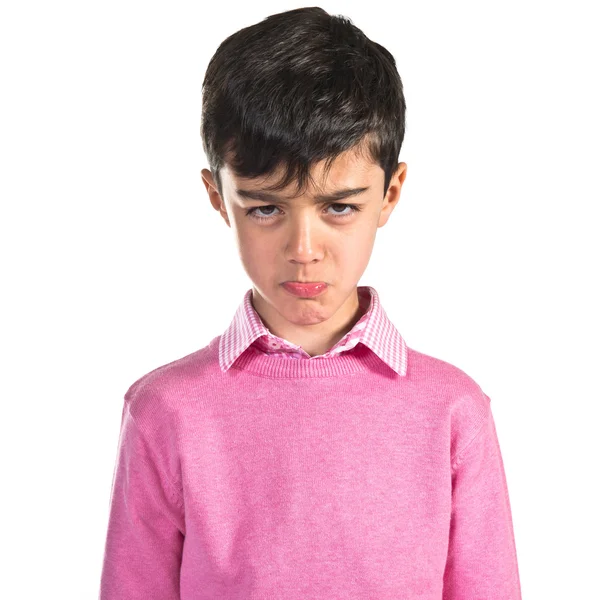 Sad child over white background — Stock Photo, Image