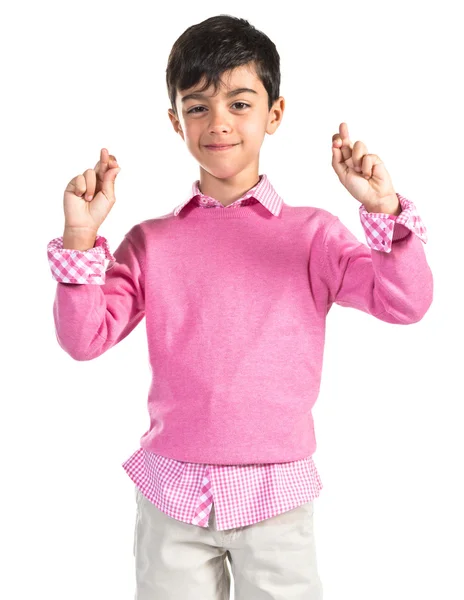 Child with his fingers crossing — Stock Photo, Image