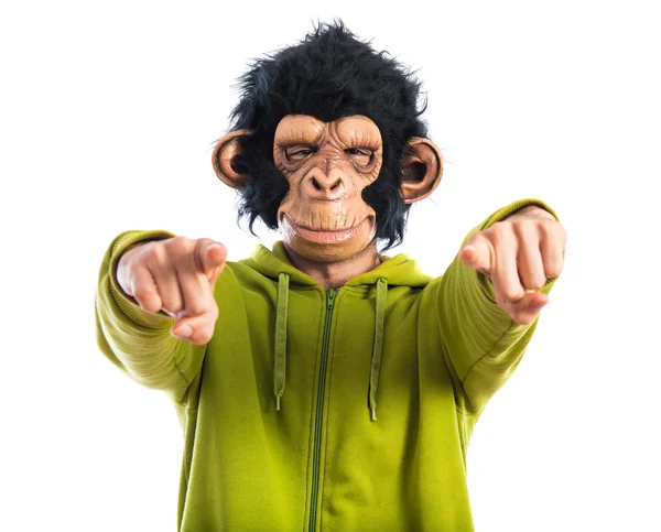 Monkey man pointing to the front — Stock Photo, Image