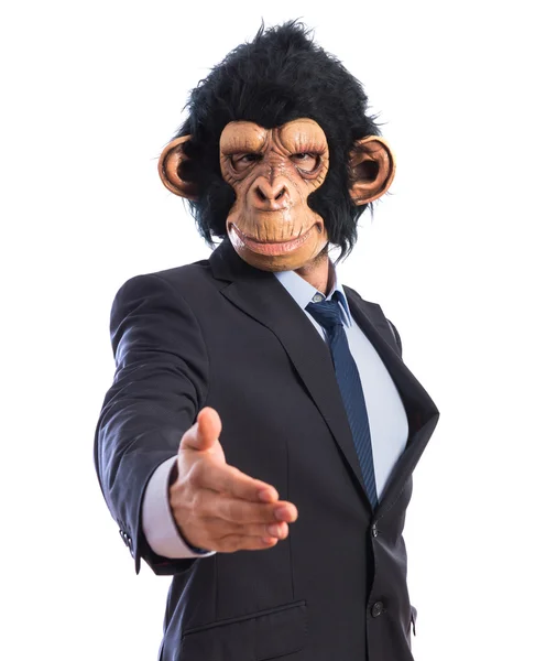 Monkey man making a deal — Stock Photo, Image