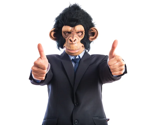 Monkey man with thumb up — Stock Photo, Image