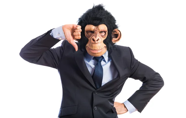 Monkey man doing bad signal — Stock Photo, Image