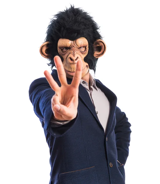 Monkey man counting three — Stock Photo, Image