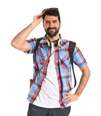 Beyaz üzerinde mutlu turizm