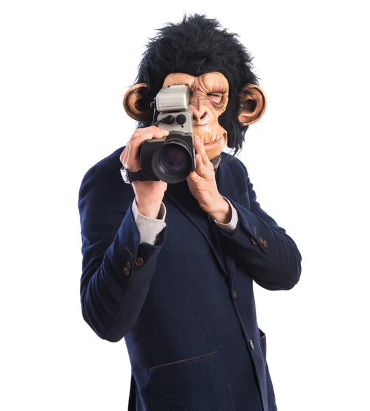 Majom-ember kamerával — Stock Fotó