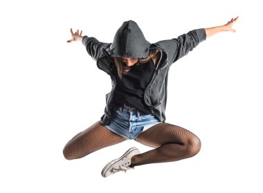 Genç hip-hop dansçısı atlama