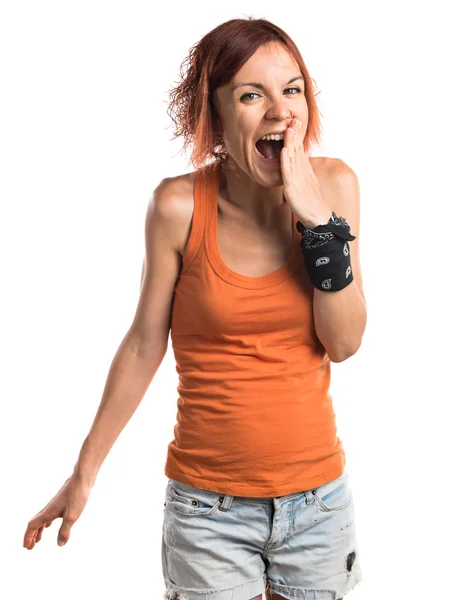 Frau macht Überraschungsgeste — Stockfoto