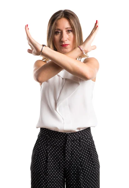 Mujer haciendo gesto de parada —  Fotos de Stock