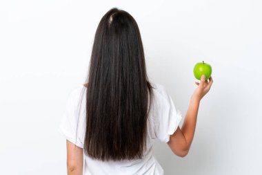 Beyaz arka planda izole edilmiş beyaz bir beyaz kadın.