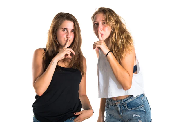 Friends making silence gesture — Stock Photo, Image