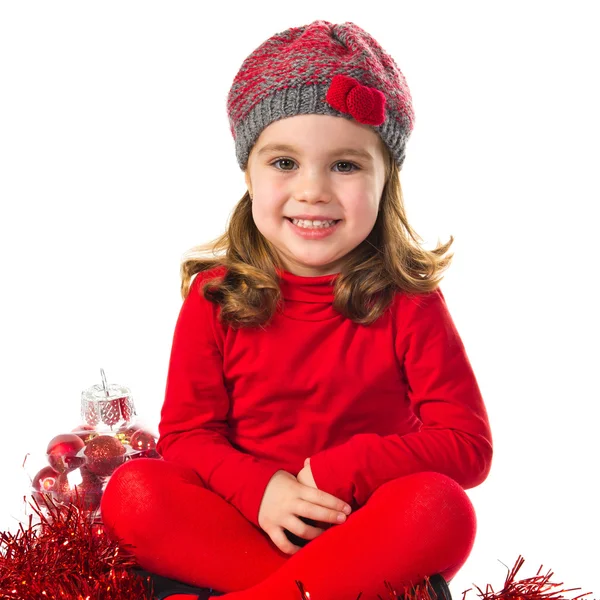 Little girl with christmas elements — Stock Photo, Image