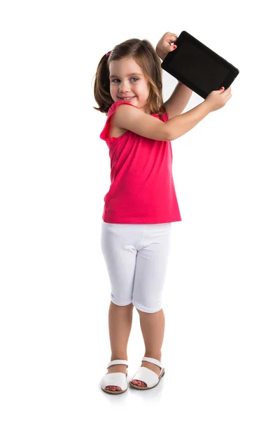 Chica sosteniendo una tableta — Foto de Stock