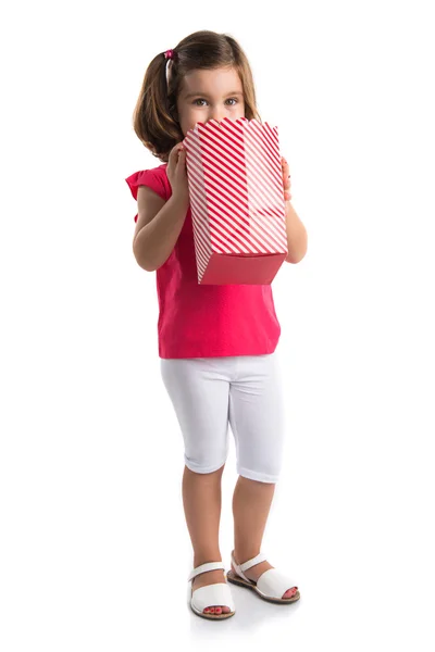 Kid eating popcorns — Stock Photo, Image