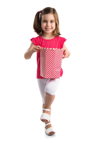 Kid eating popcorns — Stock Photo, Image