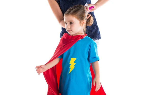 Girl dressing like superhero — Stock Photo, Image