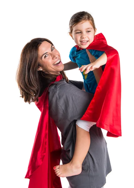 Familjen klädd som superhjälte — Stockfoto