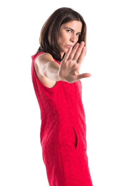 Mujer haciendo señal de stop —  Fotos de Stock