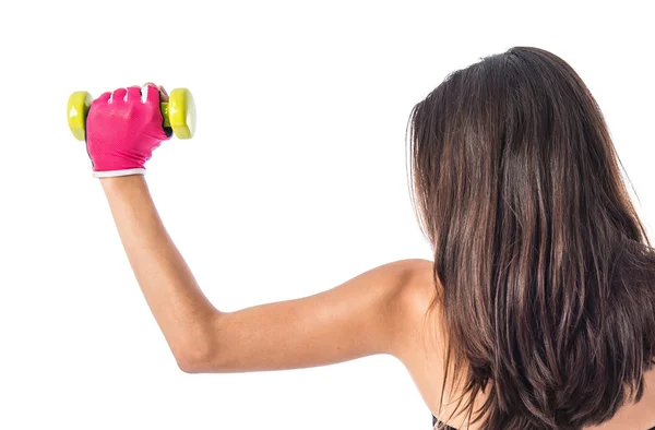 Deporte mujer haciendo levantamiento de pesas — Foto de Stock