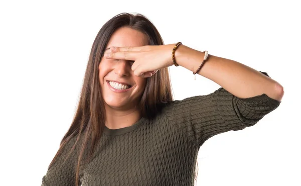 Mulher cobrindo os olhos — Fotografia de Stock