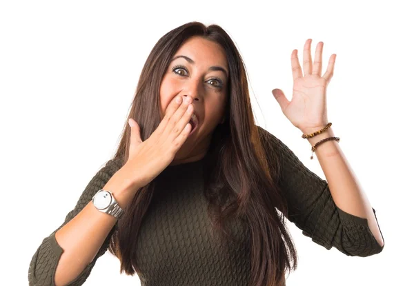 Woman doing surprise gesture — Stock Photo, Image