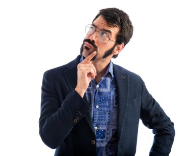 Vintage genç adam düşünme