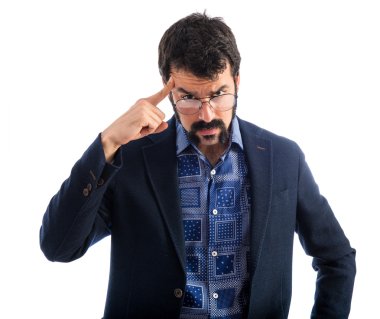 Vintage genç adam düşünme