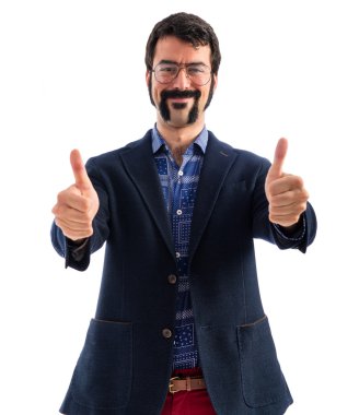 Başparmak ile Vintage genç adam