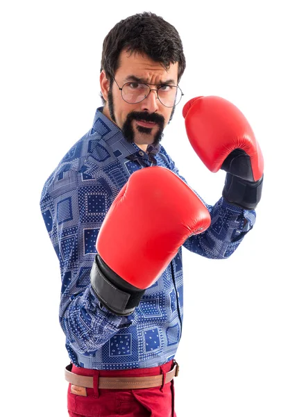 Joven vintage con guantes de boxeo —  Fotos de Stock