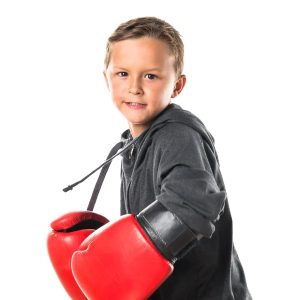 Niño con guantes de boxeo — Foto de Stock