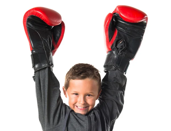 Niño con guantes de boxeo — Foto de Stock