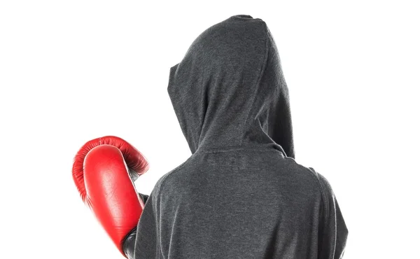 Kluk s boxerskými rukavicemi — Stock fotografie