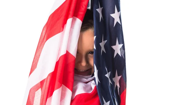 アメリカ国旗の子供 — ストック写真