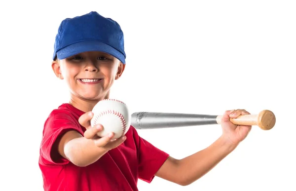 Niño rubio jugando béisbol — Foto de Stock