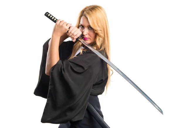 Woman dressed like samurai — Stock Photo, Image