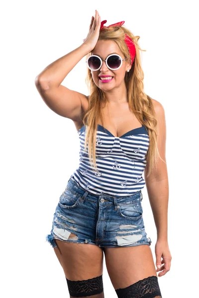 Pin-up-Girl hat Zweifel — Stockfoto