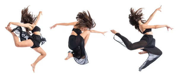 Beyaz arka plan üzerinde atlama genç balet