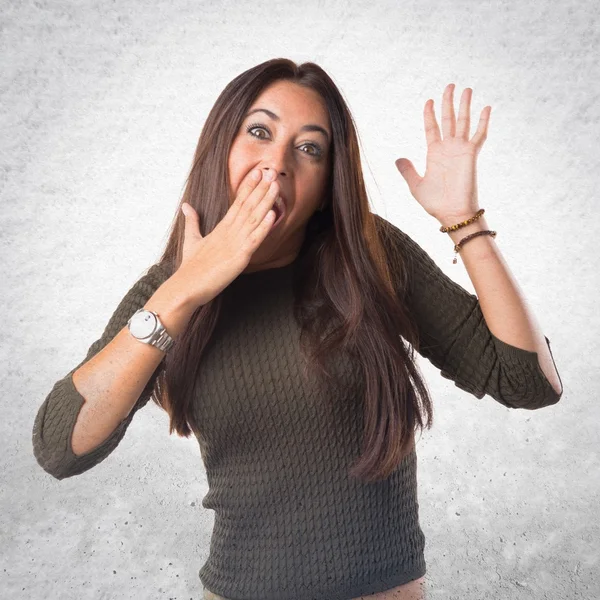 Woman doing surprise gesture — Stock Photo, Image