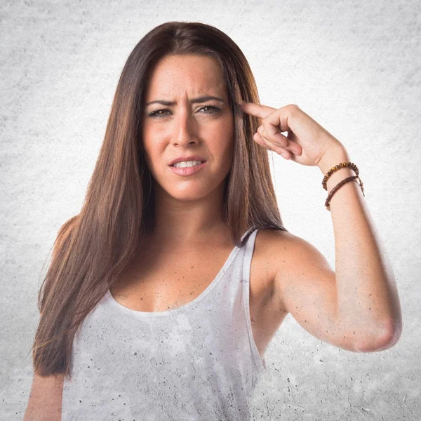 Woman making crazy gesture — Stock Photo, Image