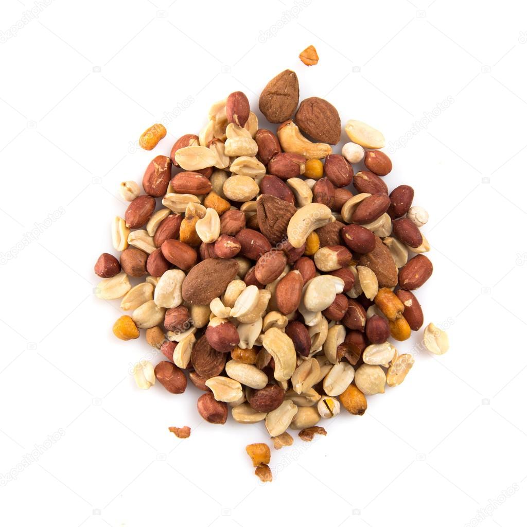 Dried fruits over white background