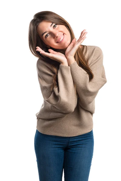 Mujer bonita sobre blanco —  Fotos de Stock