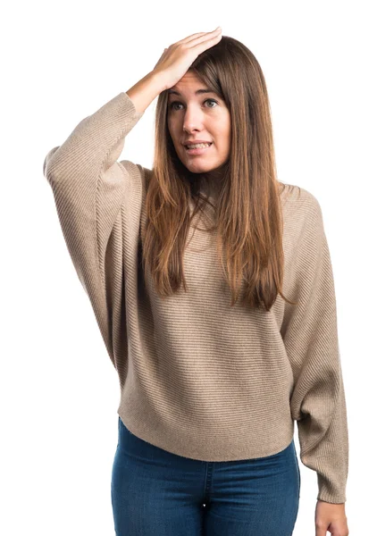 Mujer bonita sobre blanco — Foto de Stock