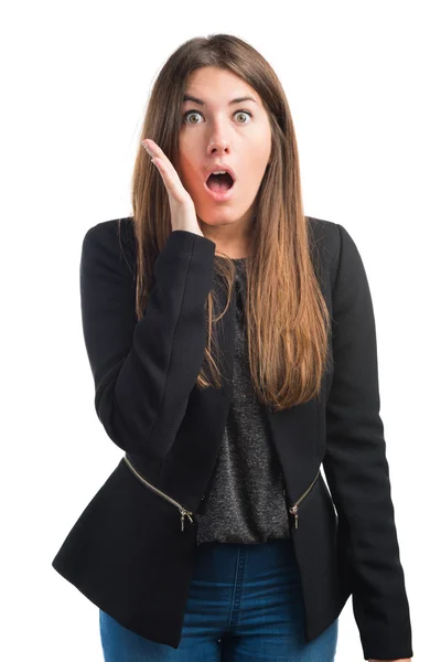 Girl doing surprise gesture — Stock Photo, Image