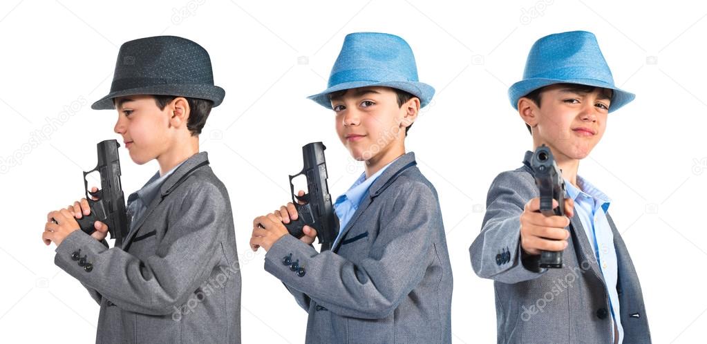 Gangster boy holding a gun